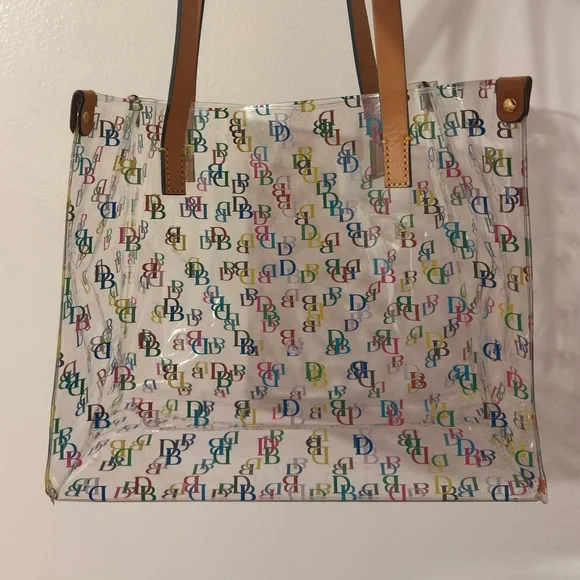 Dooney & Bourke Colorful Logo Tote with Tan Straps - Picture 1 of 10